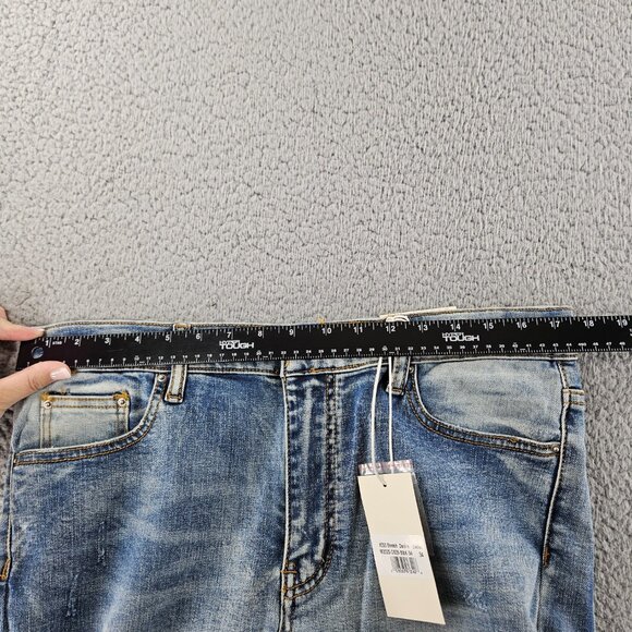 mnml Jeans Mens 34 Blue X203 Stretch Denim Distressed Ripped Slim Fit - Picture 7 of 16